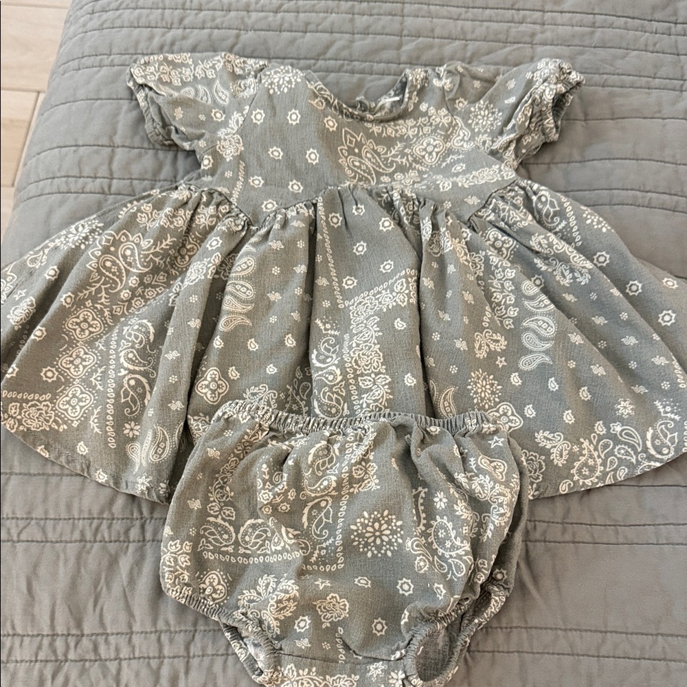 Paisley Print Kids Dress and Bloomers Set